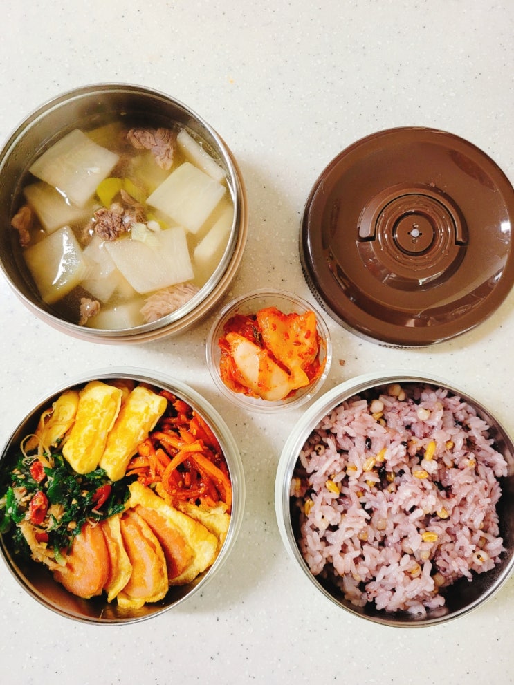  남편도시락 도시락메뉴 소고기무국 진미채볶음