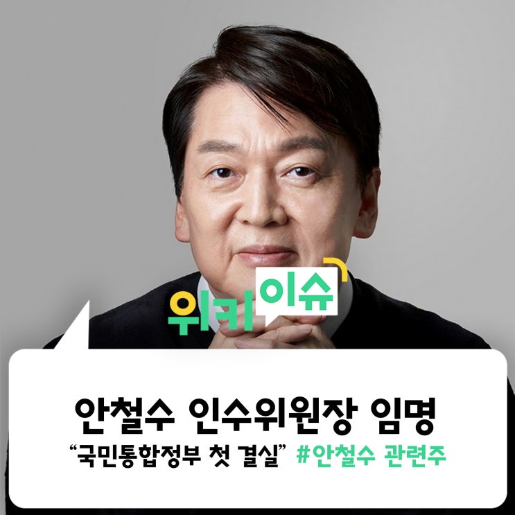 [위키이슈] 안철수 인수위원장 임명 "국민통합정부 첫 결실"