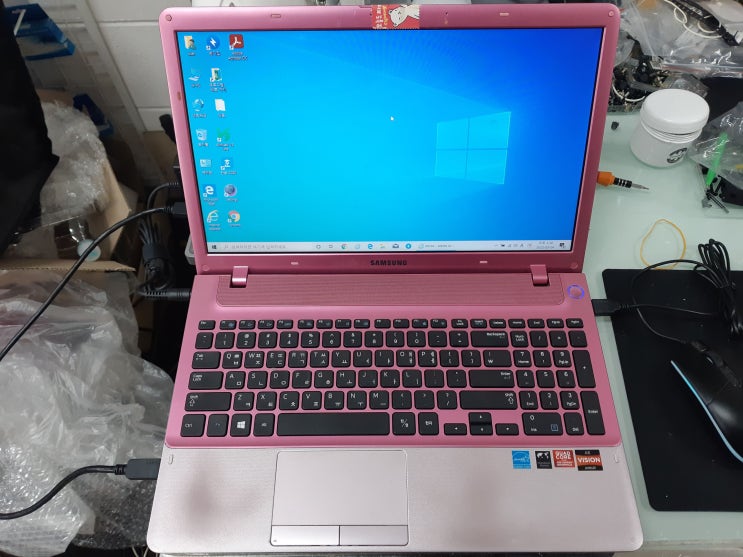  부천 컴퓨터수리 삼성 노트북 NT355V5C-A2BP SSD 240기가 교체 메모리 8기가 추가 업그레이드