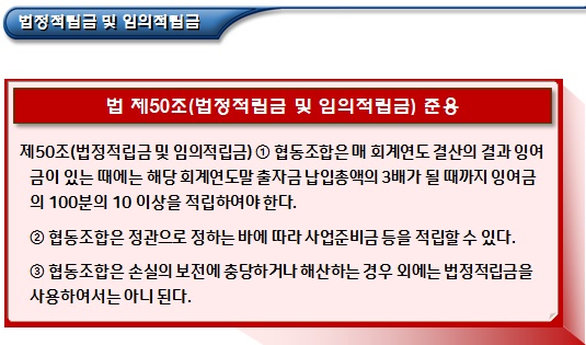 협동조합연합회 적립금, 잉여금 및 손실금 협동조합연합회 적립금, 잉여금 및 손실금