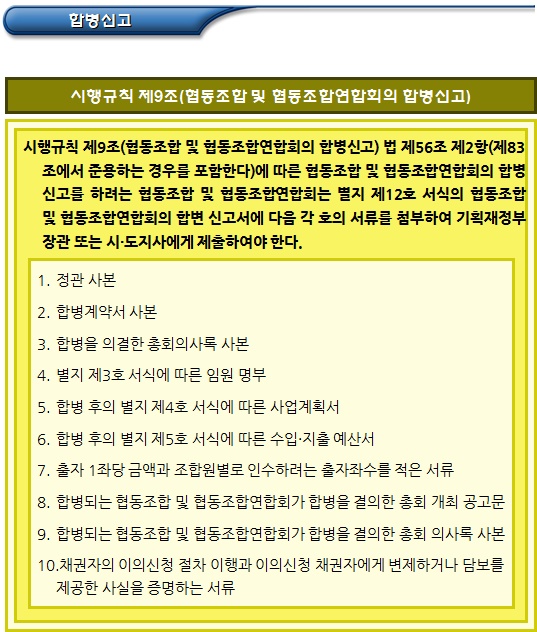 협동조합연합회 합병 개요 및 유형