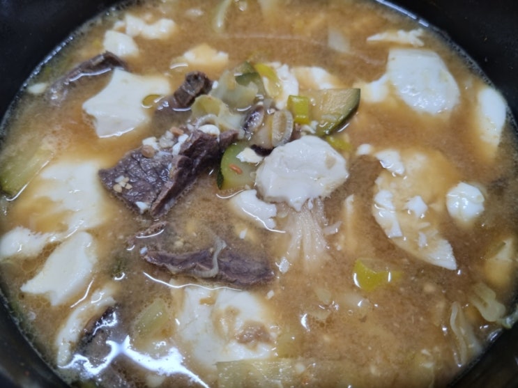  오늘의 아침밥 순두부된장찌개 간식 계란치즈토스트 배홍동비빔면