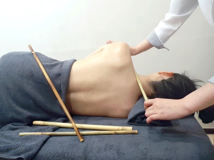  대나무활용 뱀부테라피가 있는, 제주마사지샵! 더쉼테라피
