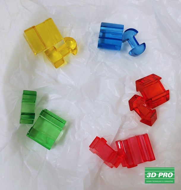 3D프린팅 아크릴 플라스틱 투명에 다양한 색상으로 염색/플라스틱 투명 소재 제작 후 염색/3D프린터 출력물/SLA방식/ABS Like 레진/염색 작업/쓰리디프로/3DPRO/3D프로