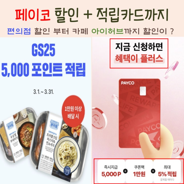 페이코 카드 5% 적립 혜택 : 편의점 할인부터 아이허브 할인까지