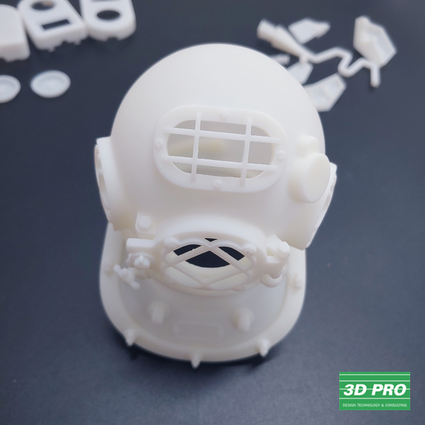3D프린팅으로 투구 모양 출력물 제작/ 3D 프린터 시제품 출력/SLA 레이저 방식/ ABS Like 레진 소재 /쓰리디프로/3D프로/3DPRO 