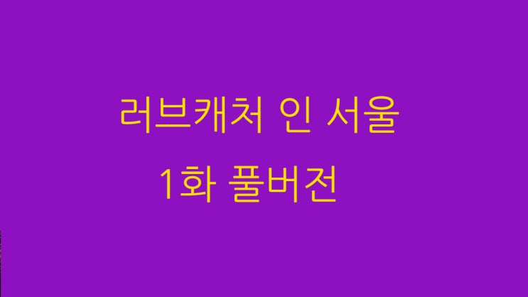  러브캐처 인 서울 1화 풀버전