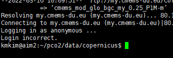  FTP Login incorrect error(Copernicus Marine Service)