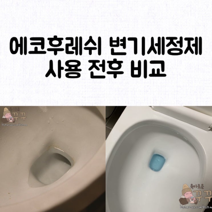  [정보] 에코후레쉬 변기세정제 사용 전후 솔직 비교/️변기 사진 주의️