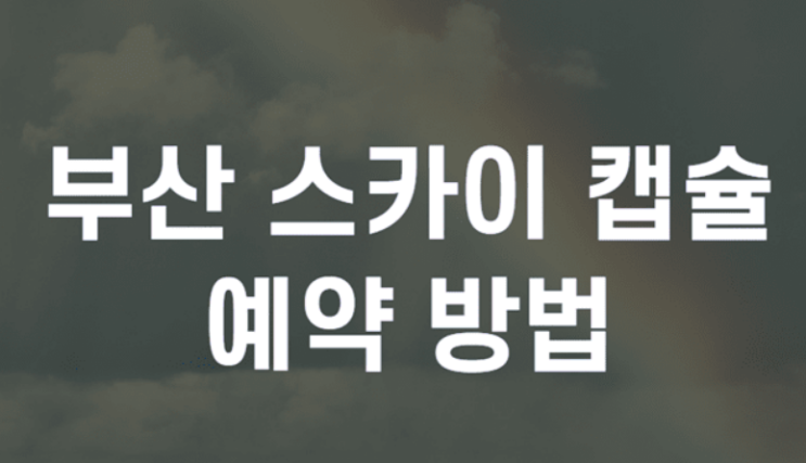  부산 스카이캡슐 예약하기