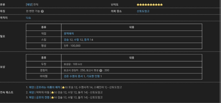  대항해시대 온라인 - 악마의 아들 퀘스트를 이용한 백병랭작