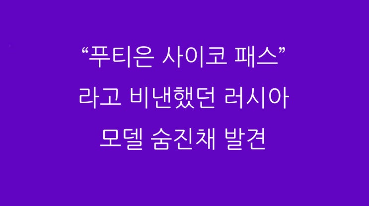  “푸티은 사이코 패스” 라고 비낸했던 러시아 모델 숨진채 발견