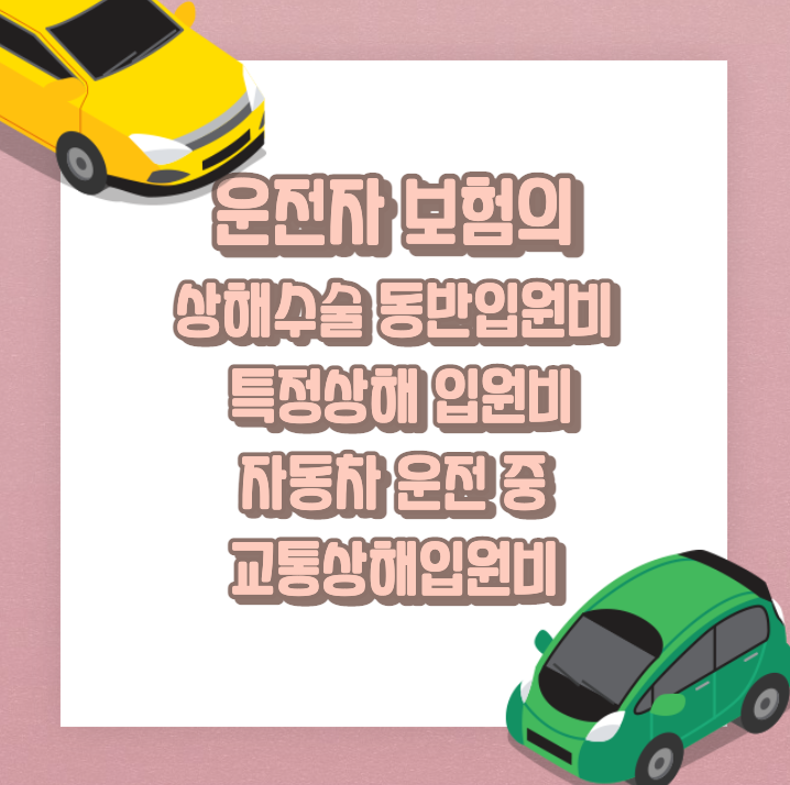 운전자 보험의 상해수술 동반입원비, 특정상해 입원비, 자동차 운전 중 교통상해입원비 담보 해설