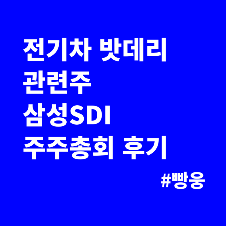  전기차 밧데리 관련주 - 삼성SDI, 주주총회 다녀왔습니다.