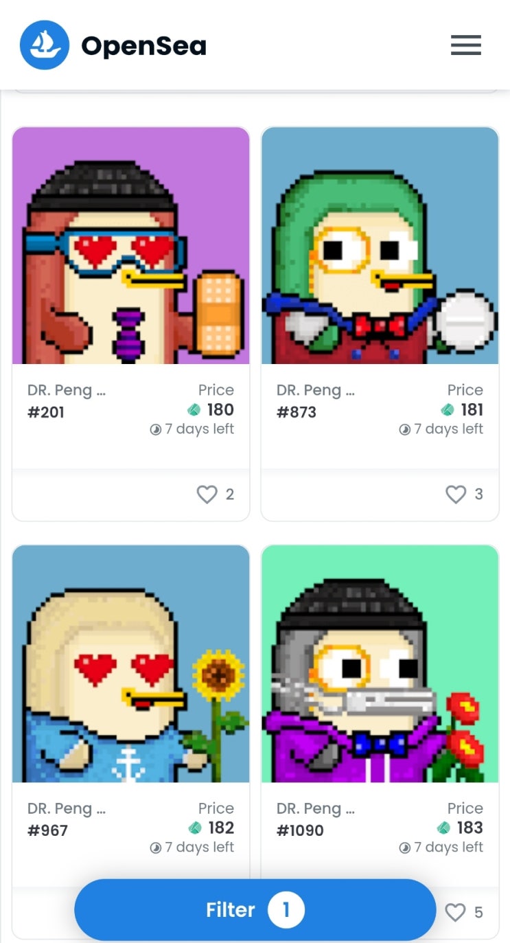 닥터펭 느프트(NFT) 민팅! 완판은 안됐지만 전화위복? 오픈씨 바닥가 떡상중! 닥터펭 느프트(NFT) 민팅! 완판은 안됐지만 전화위복? 오픈씨 바닥가 떡상중!