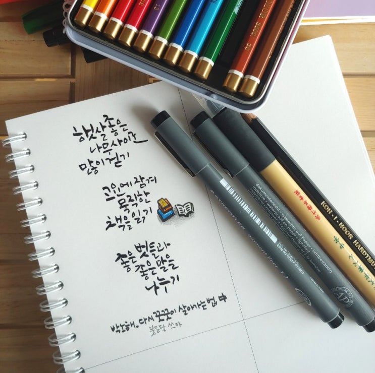 다이소 문구/ 캘리그라피 쓰기좋은 4분할 노트&줄노트,포스트잇