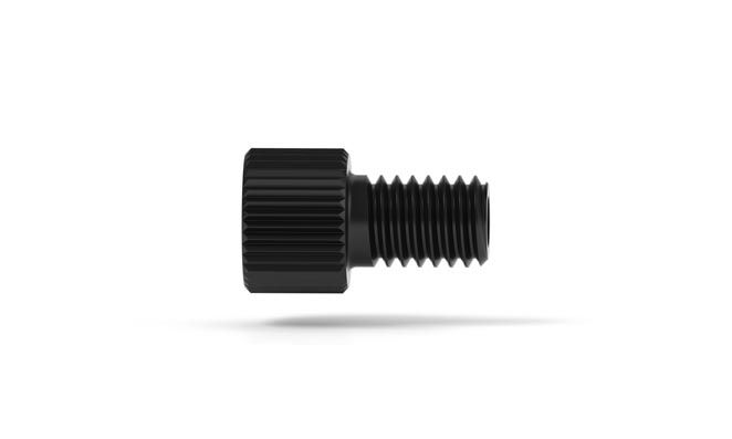  Super Flangeless Nut Short, PEEK, M6 Flat-Bottom for 1/8" OD - Black