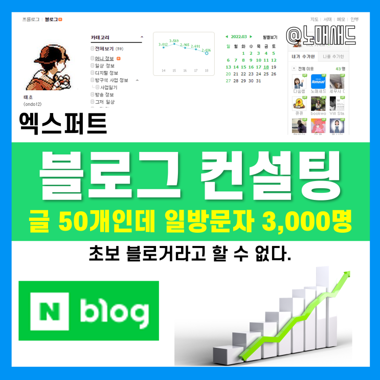 블로그 컨설팅(태*님) - 글 50개인데 일방문자 3,000명? 초보 블로거 맞아?