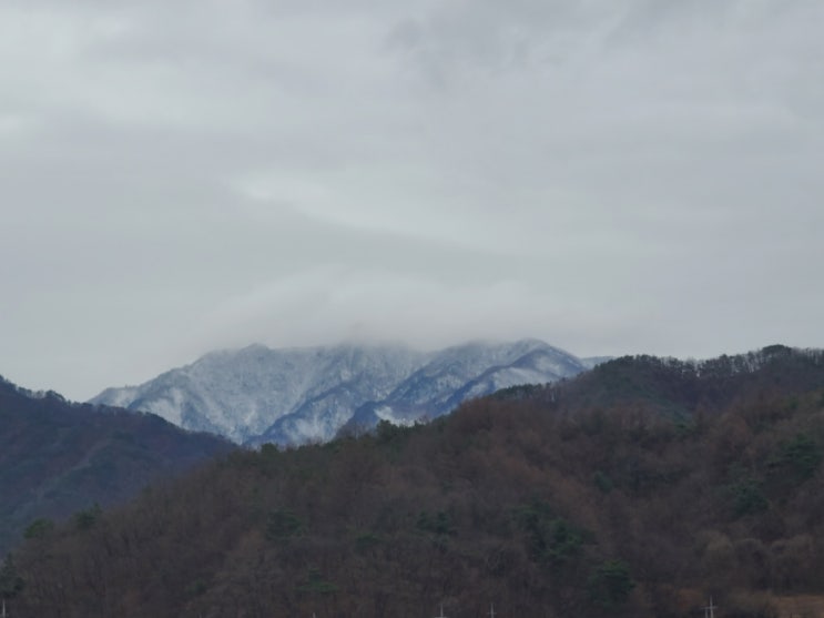  눈 덮인 치악산과 학곡 저수지