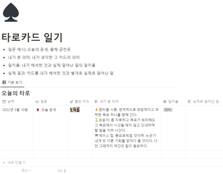 노션 타로카드 일기 템플릿 공유 노션 타로카드 일기 템플릿 공유