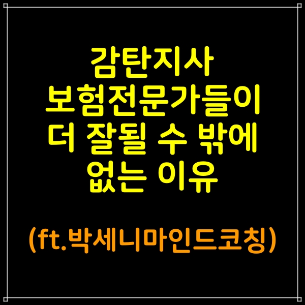  감탄지사 보험전문가들이 더 잘 될 수 밖에 없는 이유 (ft. 박세니 마인드코칭)