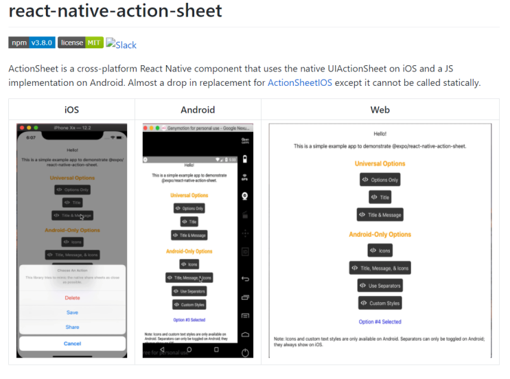 react native action sheet