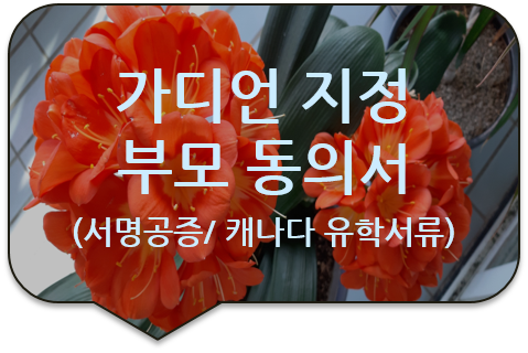 캐나다 앨버타주 캘거리, 자녀 유학서류 '가디언(후견인)'지정을 위한 '부모동의서' 서명 사실공증