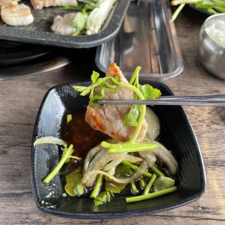  파주 심학산 맛집 청이네 청도 미나리 삼겹살