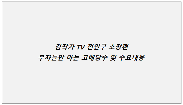  김작가TV 전인구소장편 (부자들만 아는 고배당주)
