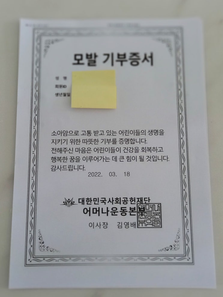  소아암 머리카락 기부 방법 딸아이 가치 있는 도전 어머나