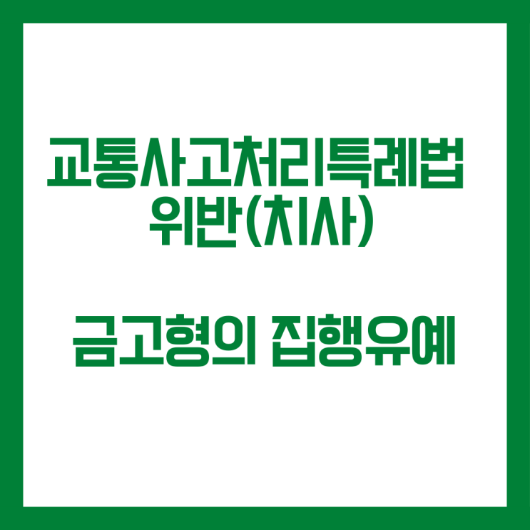  교통사고처리특례법위반(치사) 금고형의 집행유예 선고 사례입니다