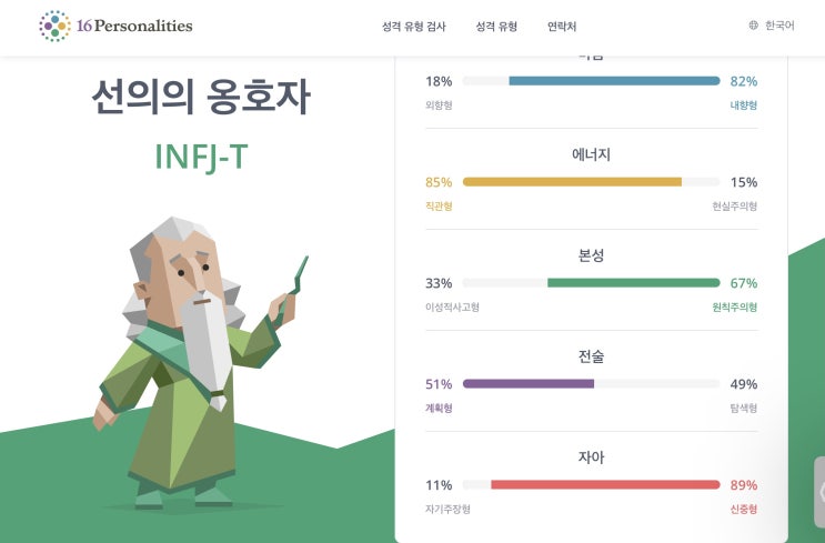  나의 MBTI는?  INFJ