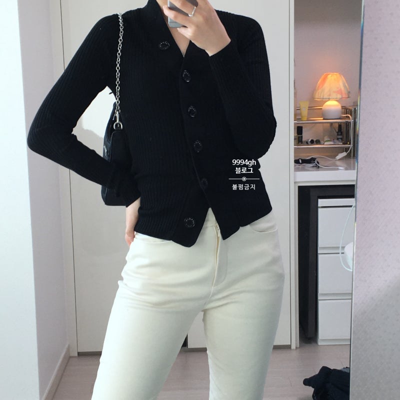 산드로 제니가디건 ! 가브리엘 가디건 블랙 리뷰 :) / Sandro fine ribbed knit cardigan black review