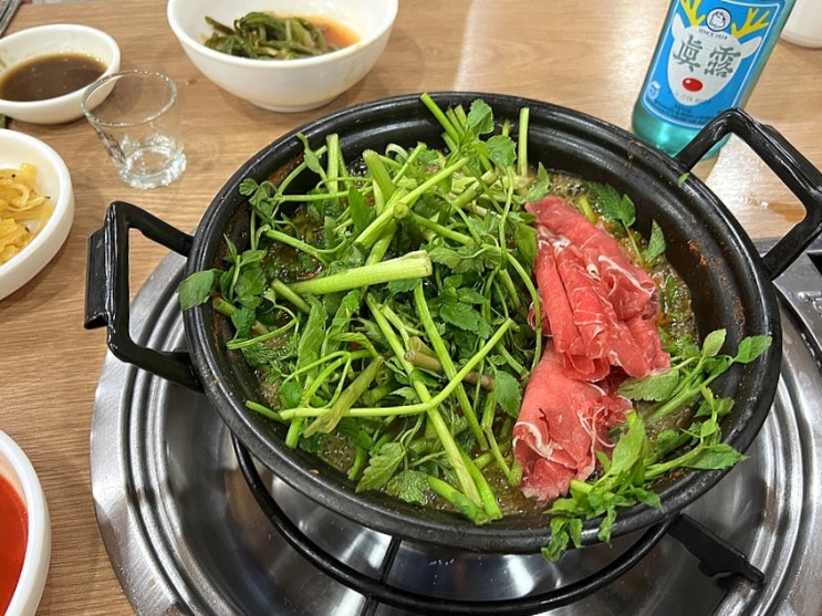  [목포 맛집] 얼큰한 국물에 미나리 잔뜩, 계란 볶음밥 필수 / 등촌 샤브 칼국수