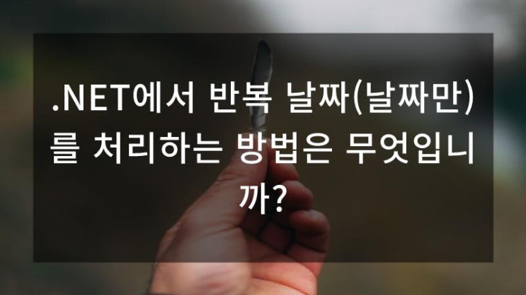  .NET에서 반복 날짜(날짜만)를 처리하는 방법은 무엇입니까?