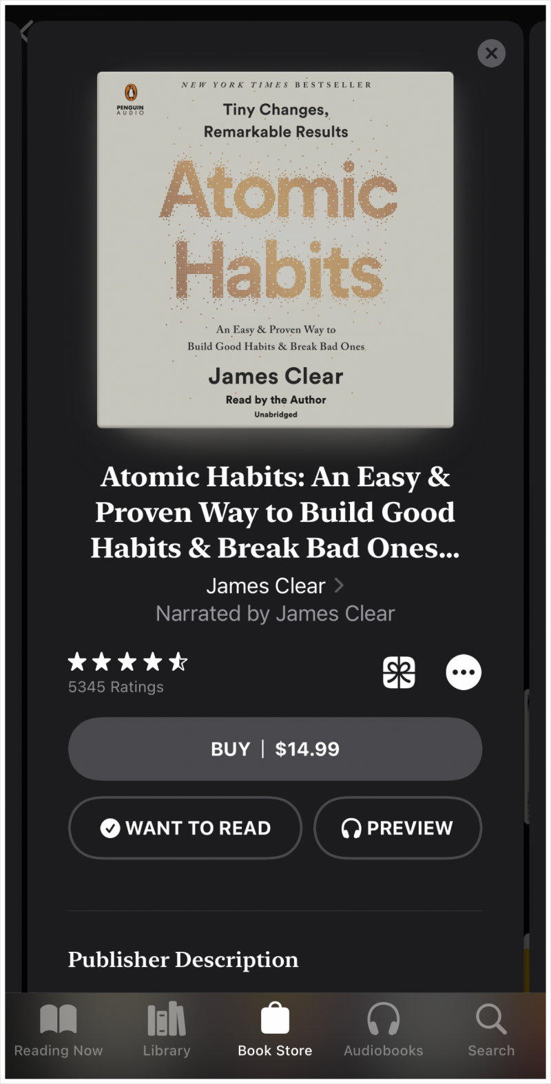 애플 북스토어 전자책 오디오북 Atomic Habits 아주 작은 습관의 힘 : 네이버 블로그