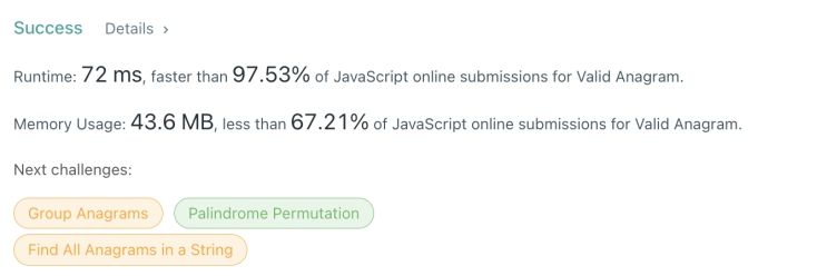 [LeetCode] 242. Valid Anagram (JavaScript)