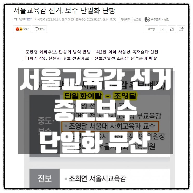 서울시교육감 선거 중도 보수 단일화 무산 조영달 이탈 서울시교육감 선거 중도 보수 단일화 무산 조영달 이탈