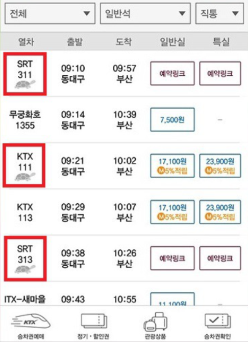 코레일 KTX 거북이 표시, 모래시계, M5%적립, ktx할인에 대해서 알아보자!