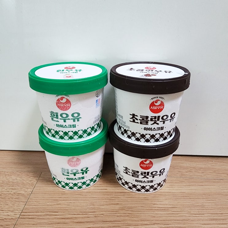 [간식, 디저트] 우유 함량 높은 서울우유 아이스크림 파인트 474mL 인터넷 구매 후기(초콜릿우유, 흰우유)