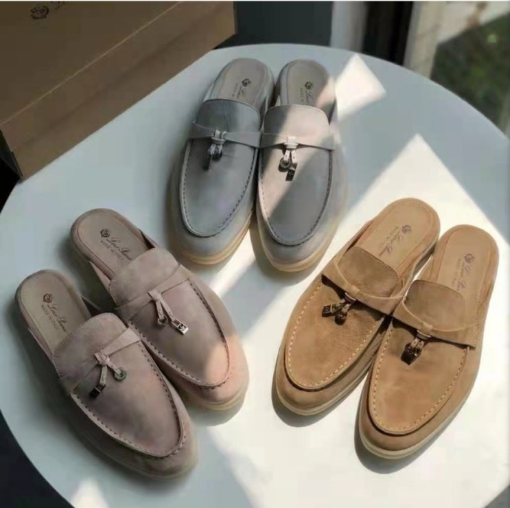  Loro piana 봄과 여름 새로운 Baotou 하프 슬리퍼 로퍼