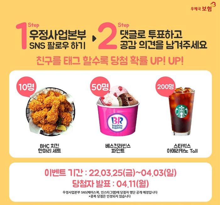 우체국 자녀지킴이보험 이벤트(스벅200명,치킨등)추첨 우체국 자녀지킴이보험 이벤트(스벅200명,치킨등)추첨