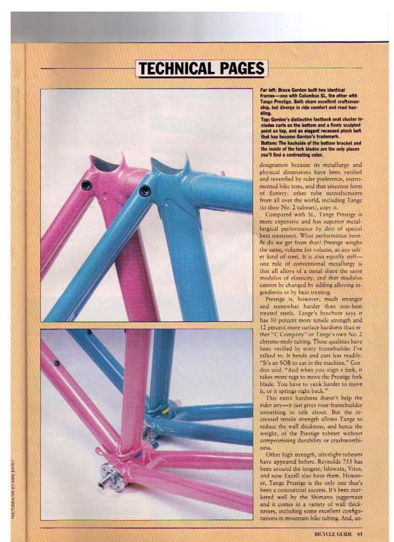 Columbus vs Tange Prestige JNM AA7075 aluminum characterized to next GEN. From John Schubert 1987