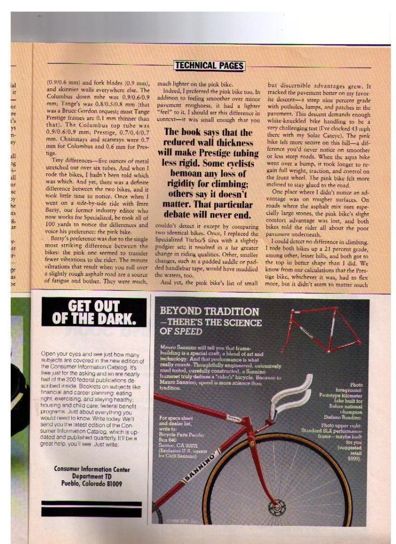 Columbus vs Tange Prestige JNM AA7075 aluminum characterized to next GEN. From John Schubert 1987