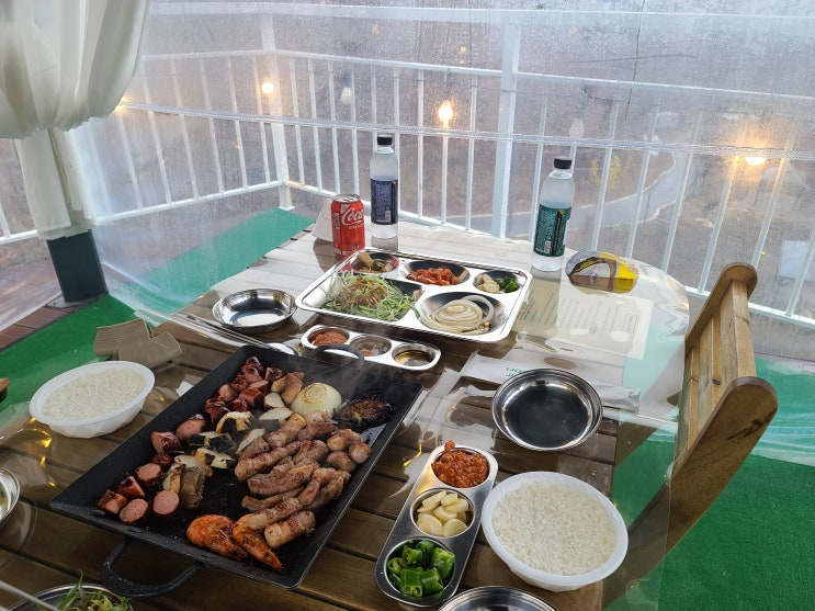  대전 세종 근교맛집 공주삼겹살 르부아가든 수영장있는 야외바베큐장
