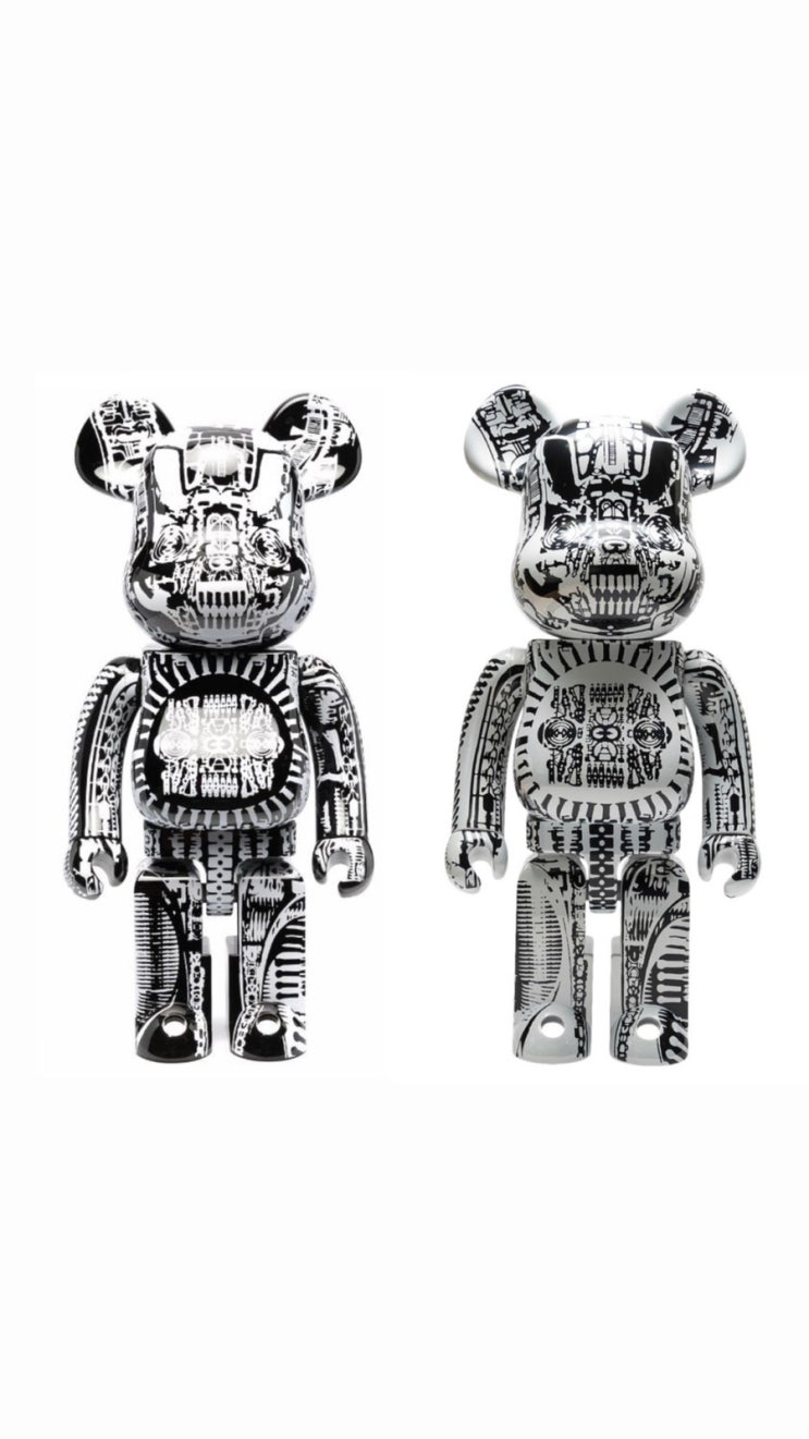  메디콤 베어브릭 HR GIGER 1000％ 블랙 / 화이트 크롬