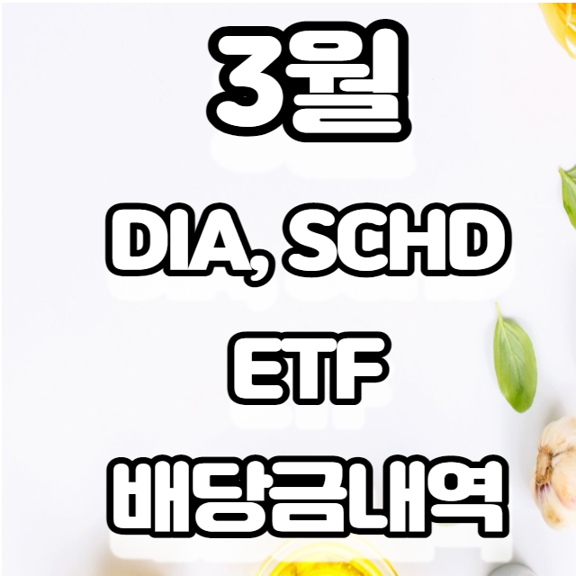 3월 배당금 DIA, SCHD ETF 배당투자 기록