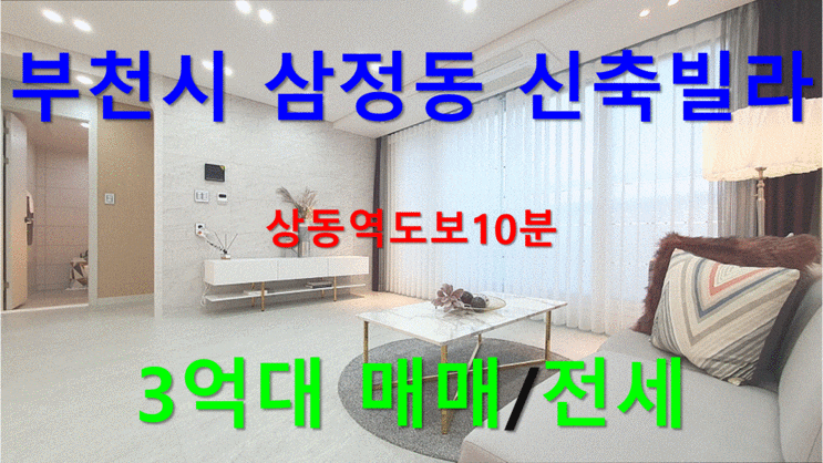  부천시 삼정동 신축빌라 상동역도보10분 3억대 매매/전세