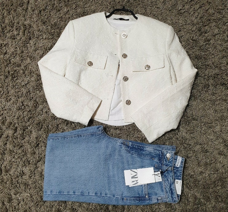  ZARA 자라 봄신상 트위드자켓 하이라이즈 스트레이트진 .롯데센텀자라쇼핑