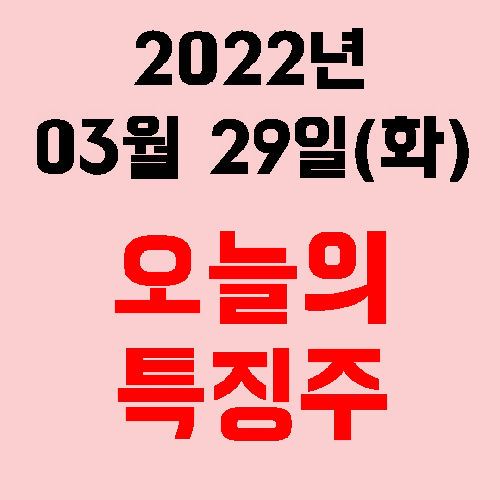  오늘의 시장 특징주 2022년 03월 29일(화)